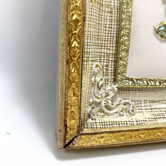 Vintage MCM Metalcraft 3D Picture Art Season Autumn Gold Pastel Woman Cupid Oak - Picture 5 of 14